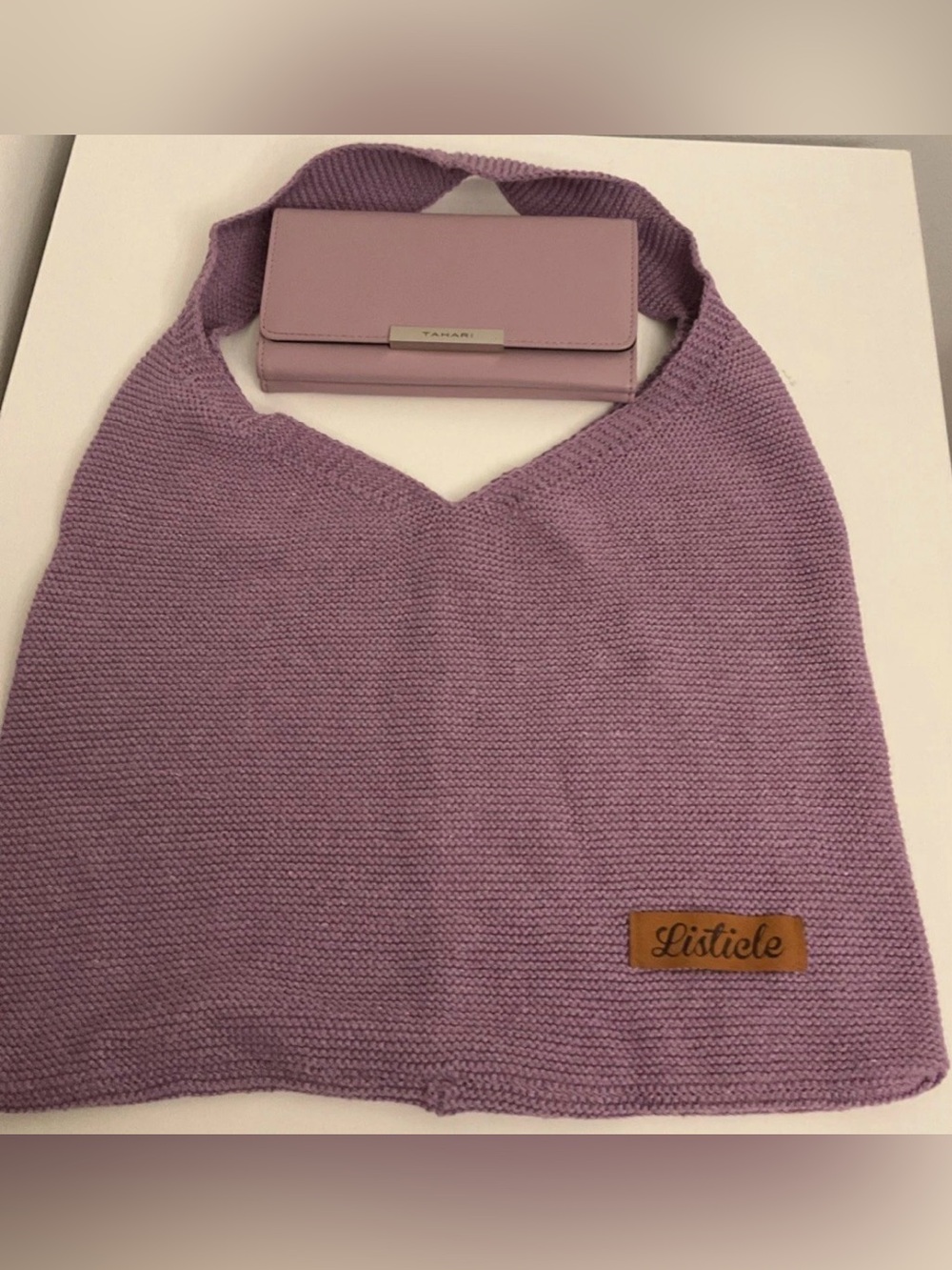 Bundle & Save Listicle Boho Crochet Tote / Tahari Wallet Lavender Vegan Leather